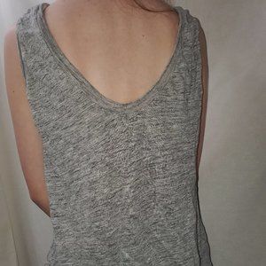 Theory Linen Gray Scoop Back Tank Top